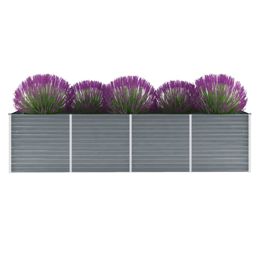 vidaXL Garden Raised Bed Galvanised Steel Grey