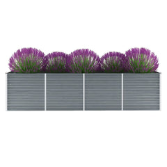 vidaXL Garden Raised Bed Galvanised Steel Grey