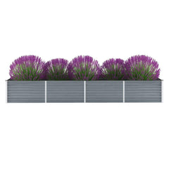 vidaXL Garden Raised Bed Galvanised Steel Grey