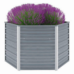 44856 vidaXL Garden Raised Bed Galvanised Steel 129x129x77 cm Grey 1