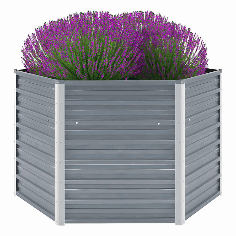 44856 vidaXL Garden Raised Bed Galvanised Steel 129x129x77 cm Grey 1