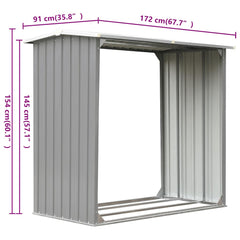 Log Storage Shed Galvanised Steel 172x91x154 cm Grey