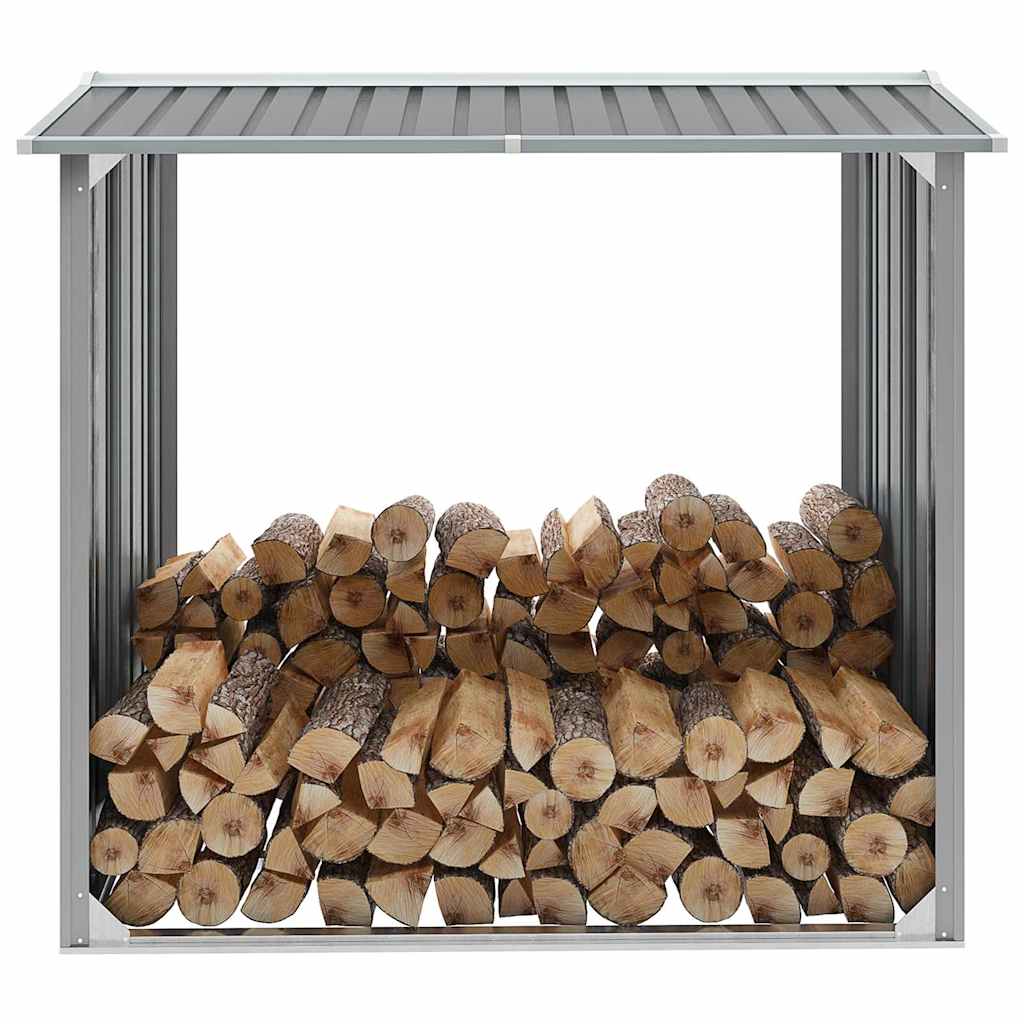 Log Storage Shed Galvanised Steel 172x91x154 cm Grey