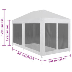 vidaXL Party Tent with 6 Mesh Sidewalls 6x3 m 5