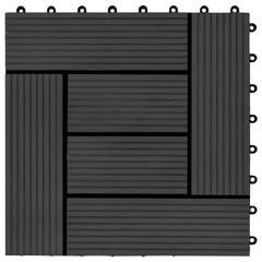 vidaXL Decking Tile 11 pcs Black 30 x 30 cm WPC 6