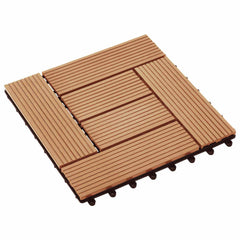 vidaXL Decking Tile 11 pcs Teak 30 x 30 cm WPC 1