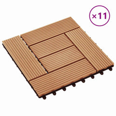 vidaXL Decking Tile 11 pcs Teak 30 x 30 cm WPC 2