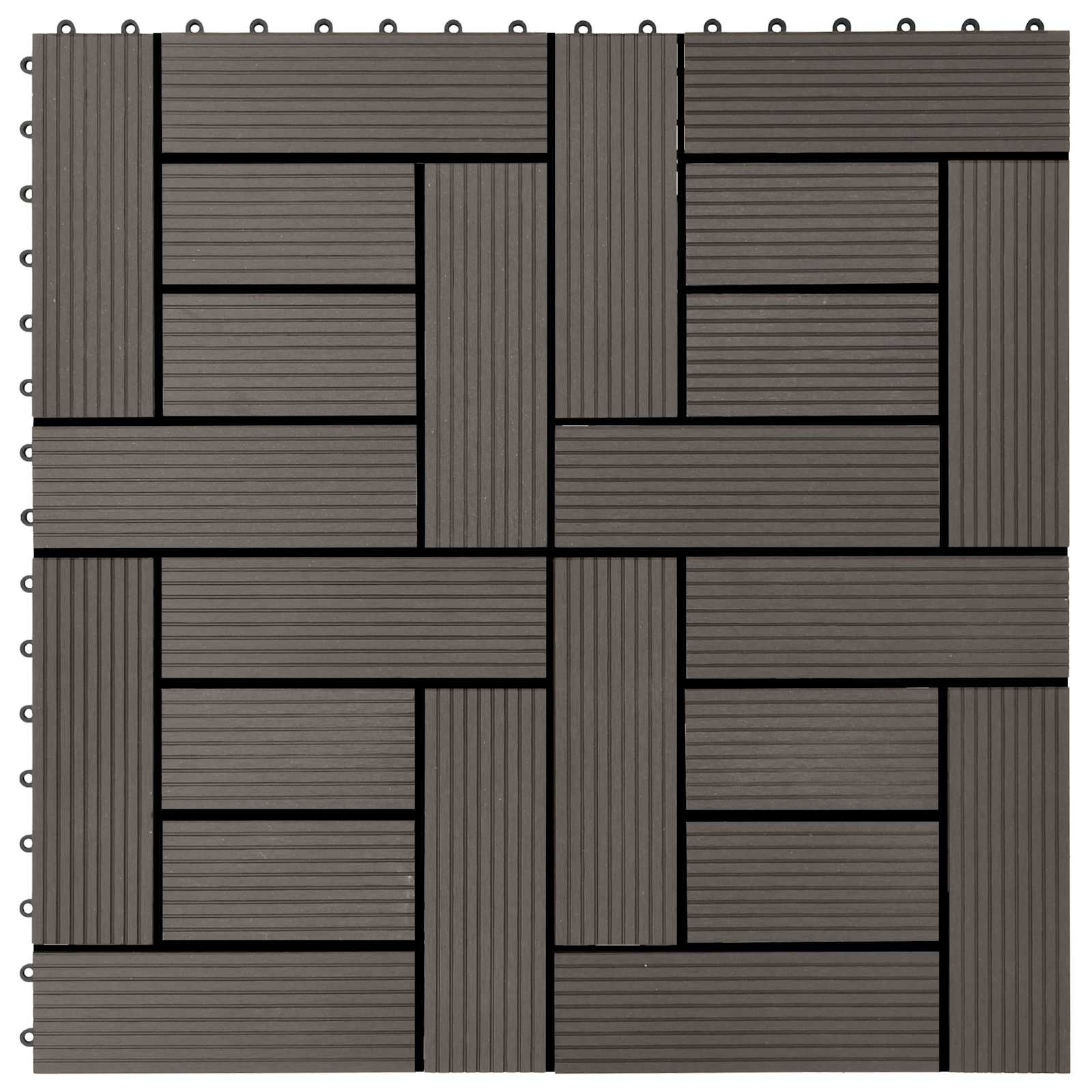 vidaXL Decking Tile 11 pcs Dark Brown 30 x 30 cm WPC 5