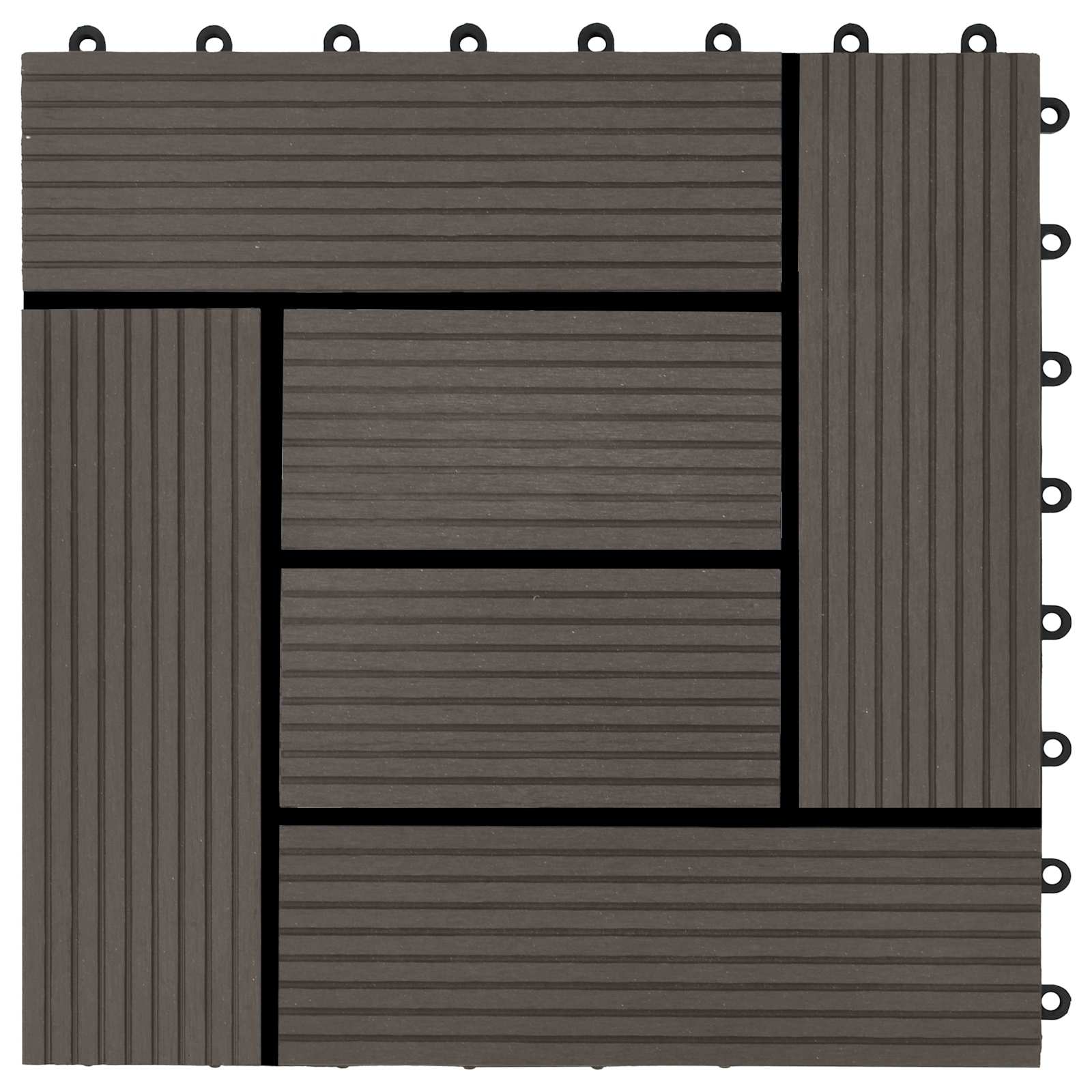 vidaXL Decking Tile 11 pcs Dark Brown 30 x 30 cm WPC 6