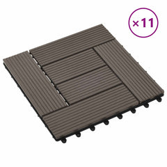 vidaXL Decking Tile 11 pcs Dark Brown 30 x 30 cm WPC 2