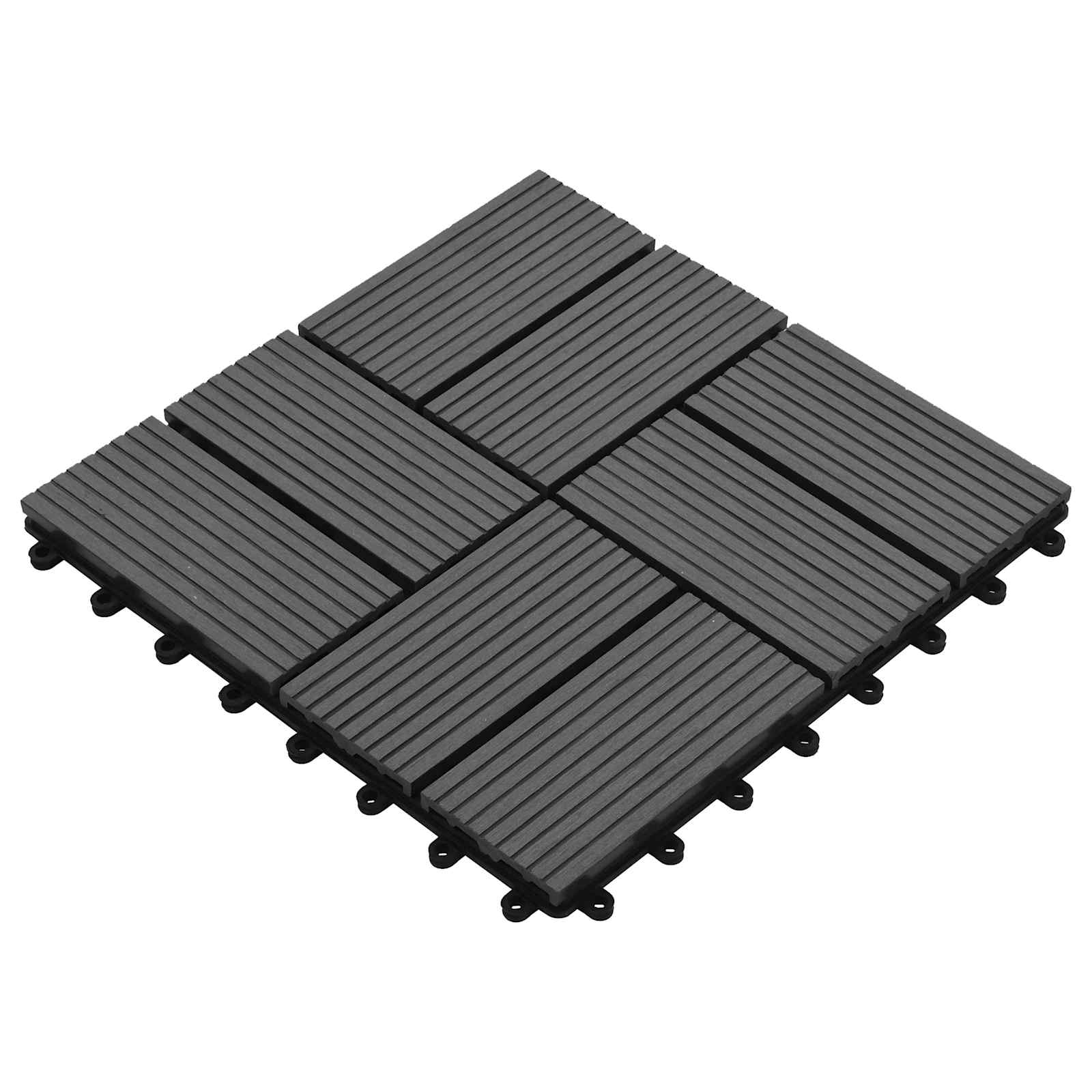 vidaXL Decking Tile 11 pcs Grey 30 x 30 cm WPC 1