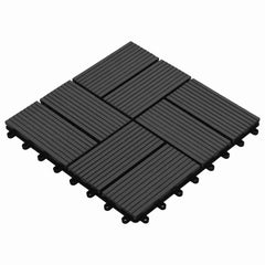 vidaXL Decking Tile 11 pcs Black 30 x 30 cm WPC 1