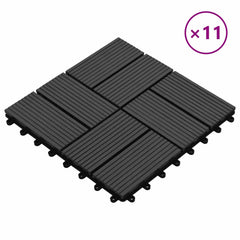 vidaXL Decking Tile 11 pcs Black 30 x 30 cm WPC 2