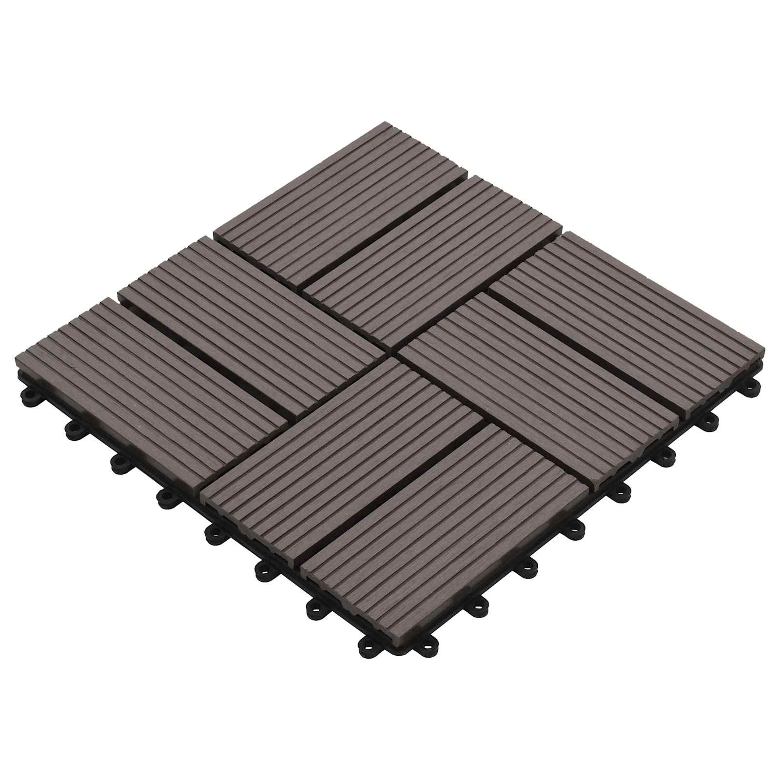 vidaXL Decking Tile 11 pcs Dark Brown 30 x 30 cm WPC 1