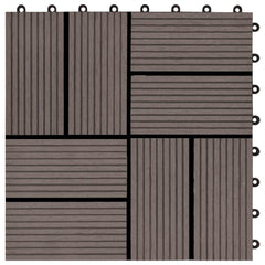 vidaXL Decking Tile 11 pcs Dark Brown 30 x 30 cm WPC 6