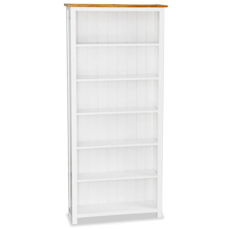 6-Tier Bookcase 80x23x180 cm Solid Oak Wood