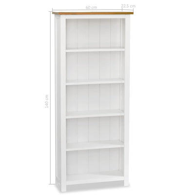 5-Tier Bookcase 60x22.5x140 cm Solid Oak Wood