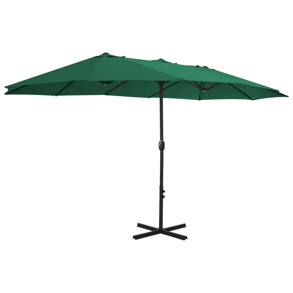 vidaXL Garden Parasol with Aluminium Pole 460x270 cm Green 2