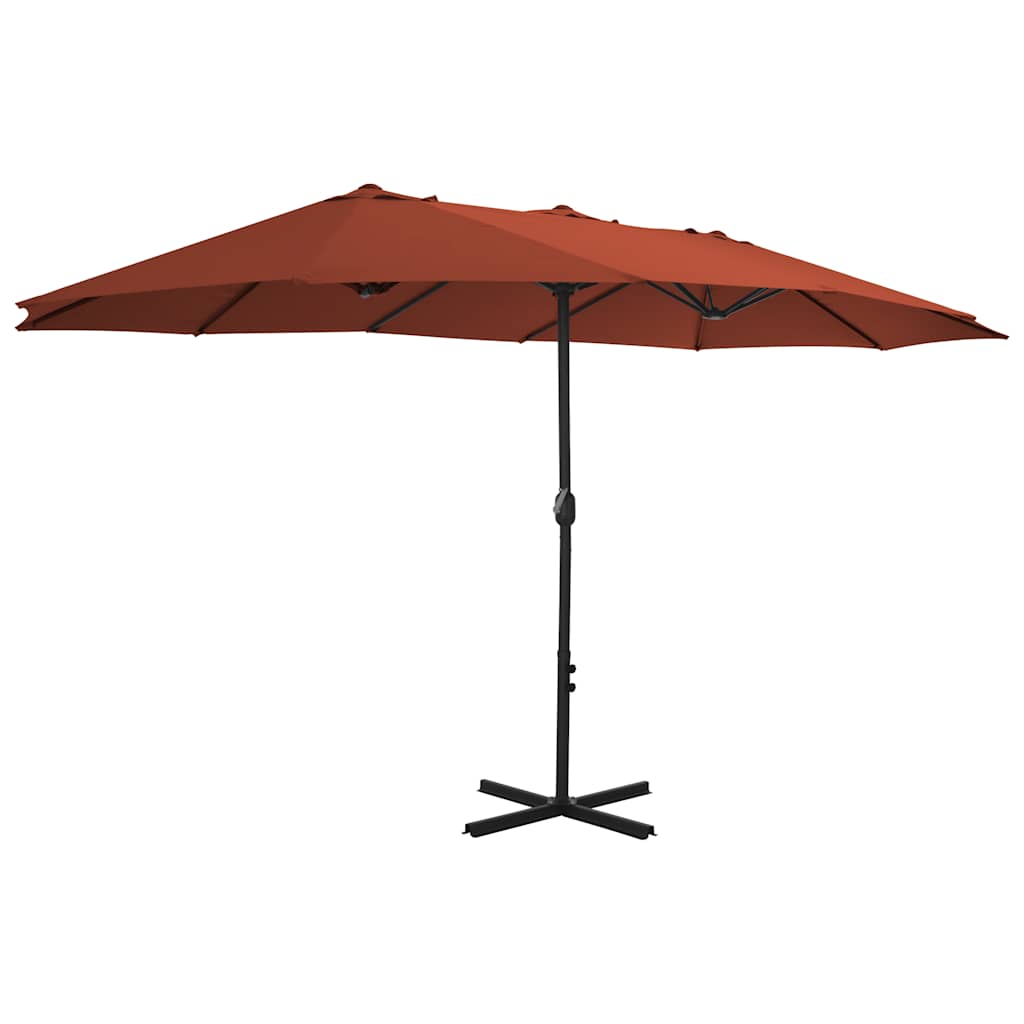 vidaXL Garden Parasol with Aluminium Pole 460x270 cm Terracotta 2