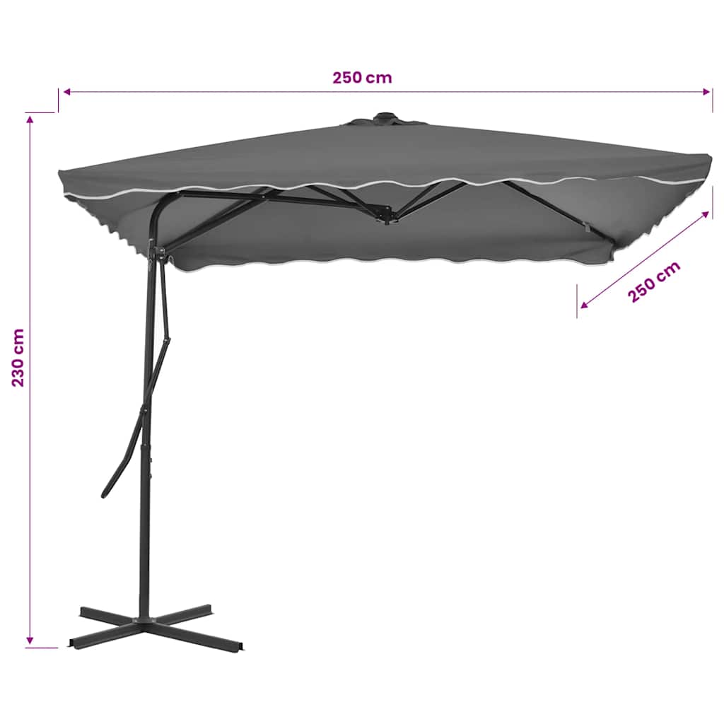 vidaXL Garden Parasol | Anthracite | Polyester fabric and steel pole 6