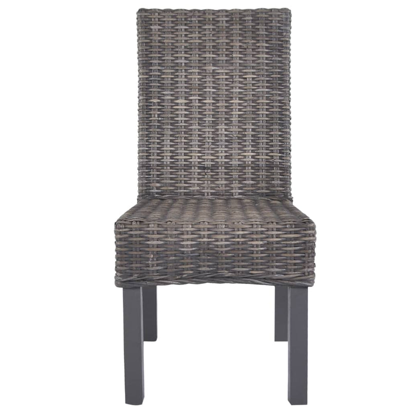 Dining Chairs 4 pcs Brown Kubu Rattan and Mango Wood