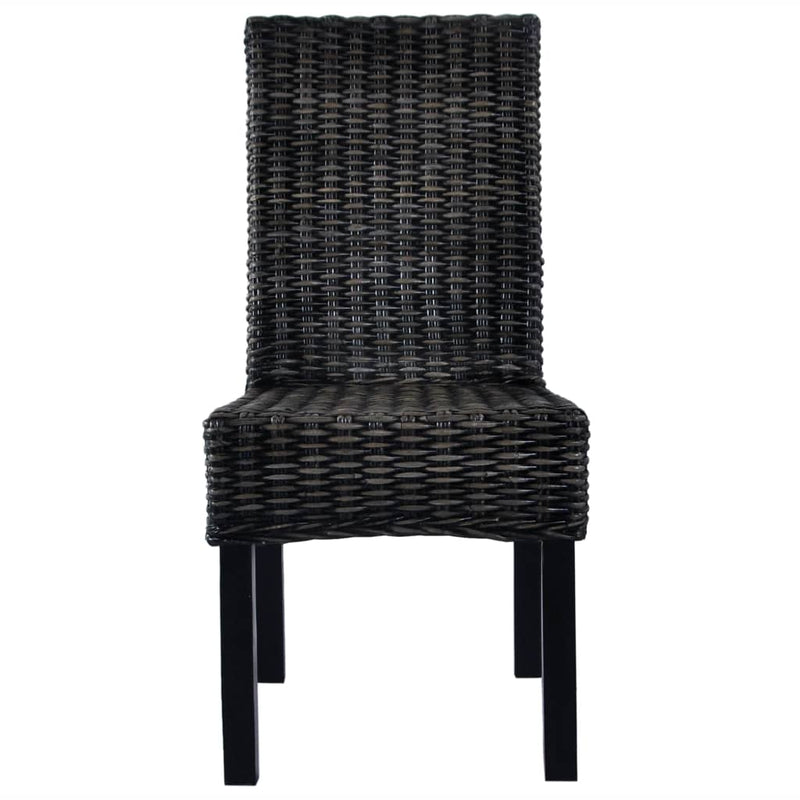 Dining Chairs 4 pcs Black Kubu Rattan and Mango Wood