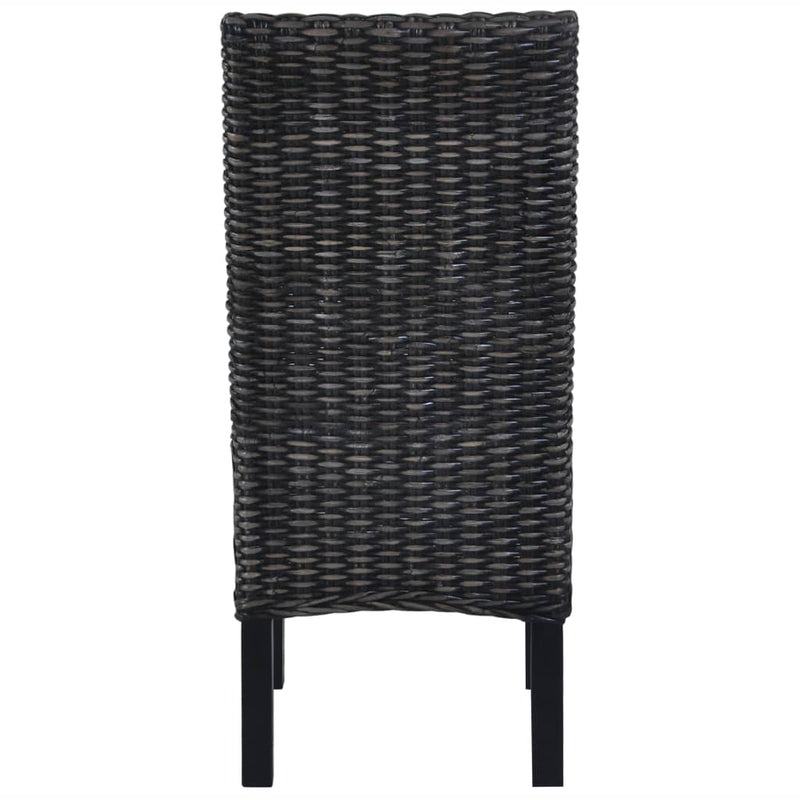 Dining Chairs 4 pcs Black Kubu Rattan and Mango Wood