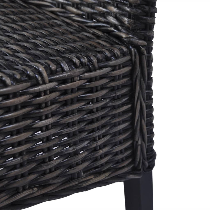 Dining Chairs 4 pcs Black Kubu Rattan and Mango Wood