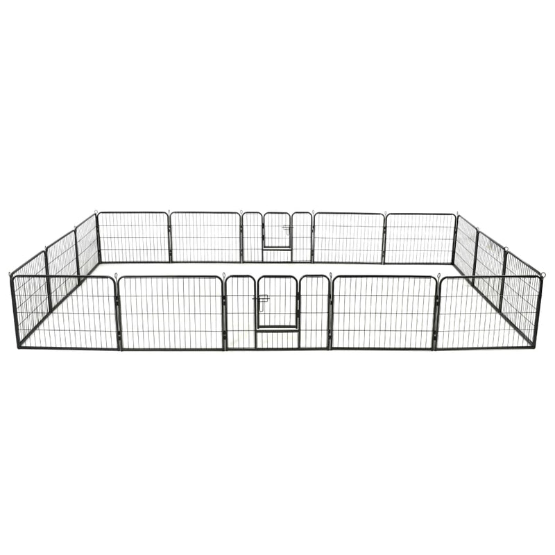 Dog Playpen 16 Panels Steel 60x80 cm Black