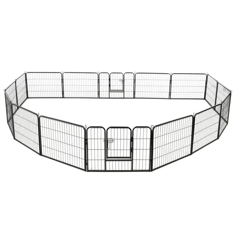 Dog Playpen 16 Panels Steel 60x80 cm Black