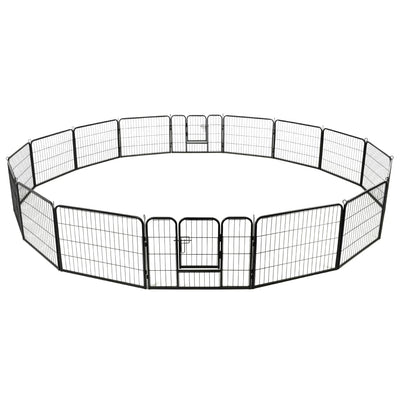 Dog Playpen 16 Panels Steel 60x80 cm Black