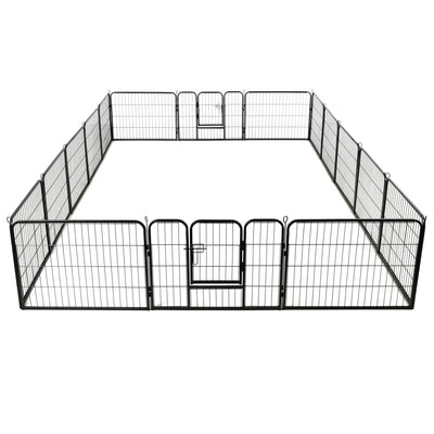 Dog Playpen 16 Panels Steel 60x80 cm Black