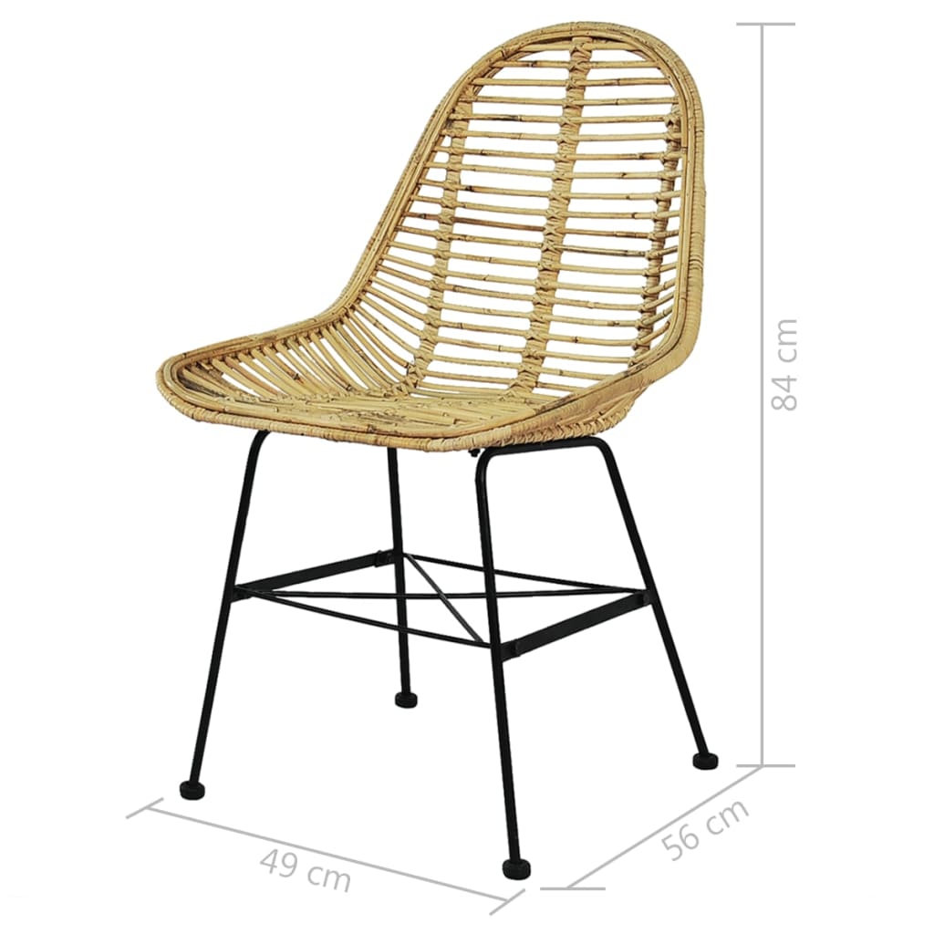 vidaXL Dining Chairs 6 pcs Natural Rattan 5