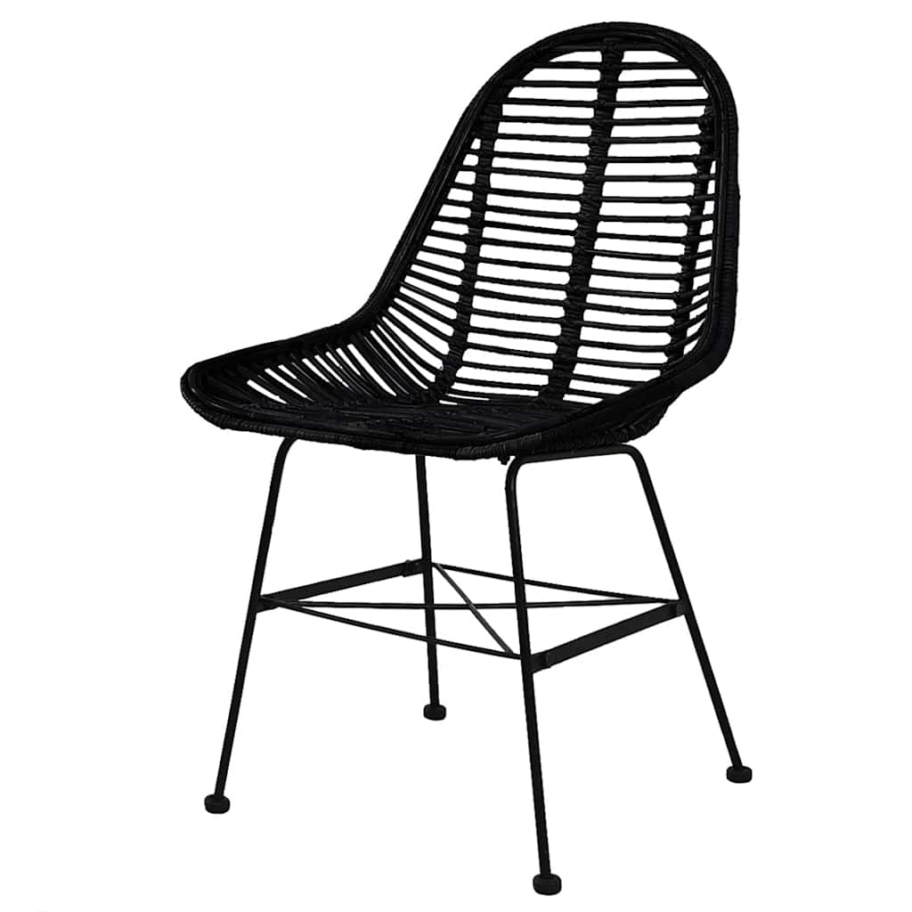 vidaXL Dining Chairs 6 pcs Black Natural Rattan 2