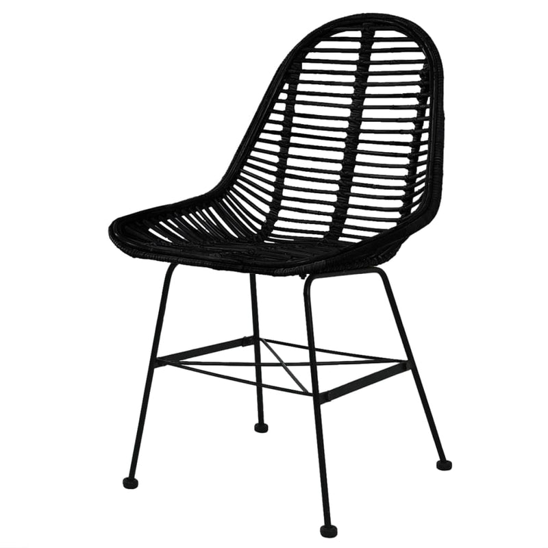 Dining Chairs 6 pcs Black Natural Rattan