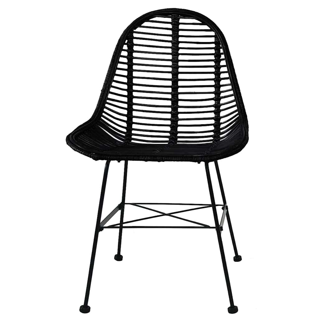 vidaXL Dining Chairs 6 pcs Black Natural Rattan 3