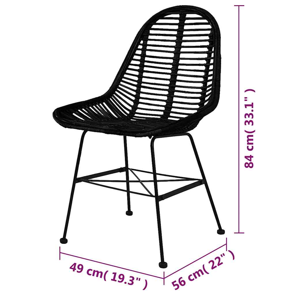 vidaXL Dining Chairs 6 pcs Black Natural Rattan 5