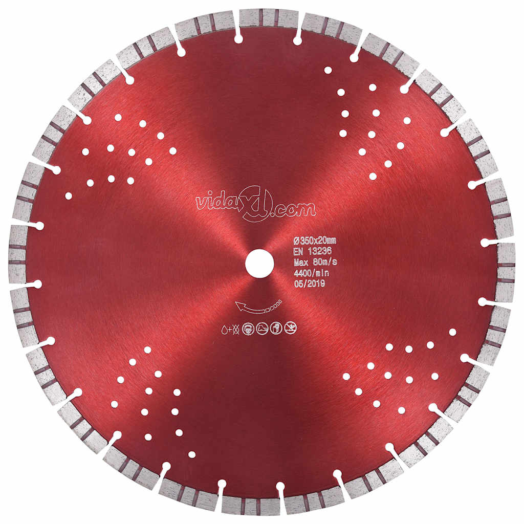 143234 vidaXL Diamond Cutting Disc with Turbo and Holes Steel 350 mm 1