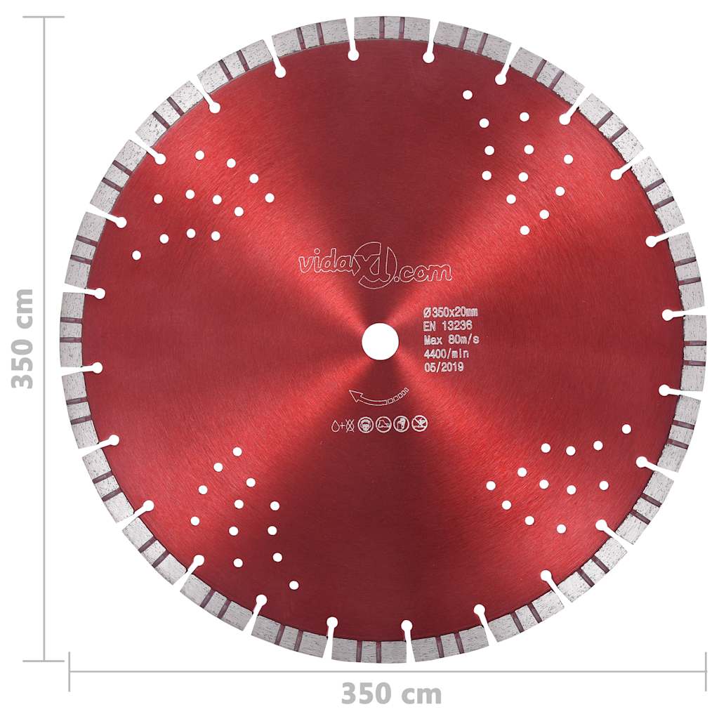 143234 vidaXL Diamond Cutting Disc with Turbo and Holes Steel 350 mm 4