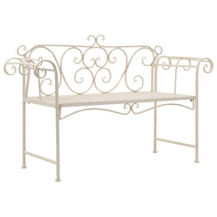 vidaXL Garden Bench 132 cm Metal Antique White 1
