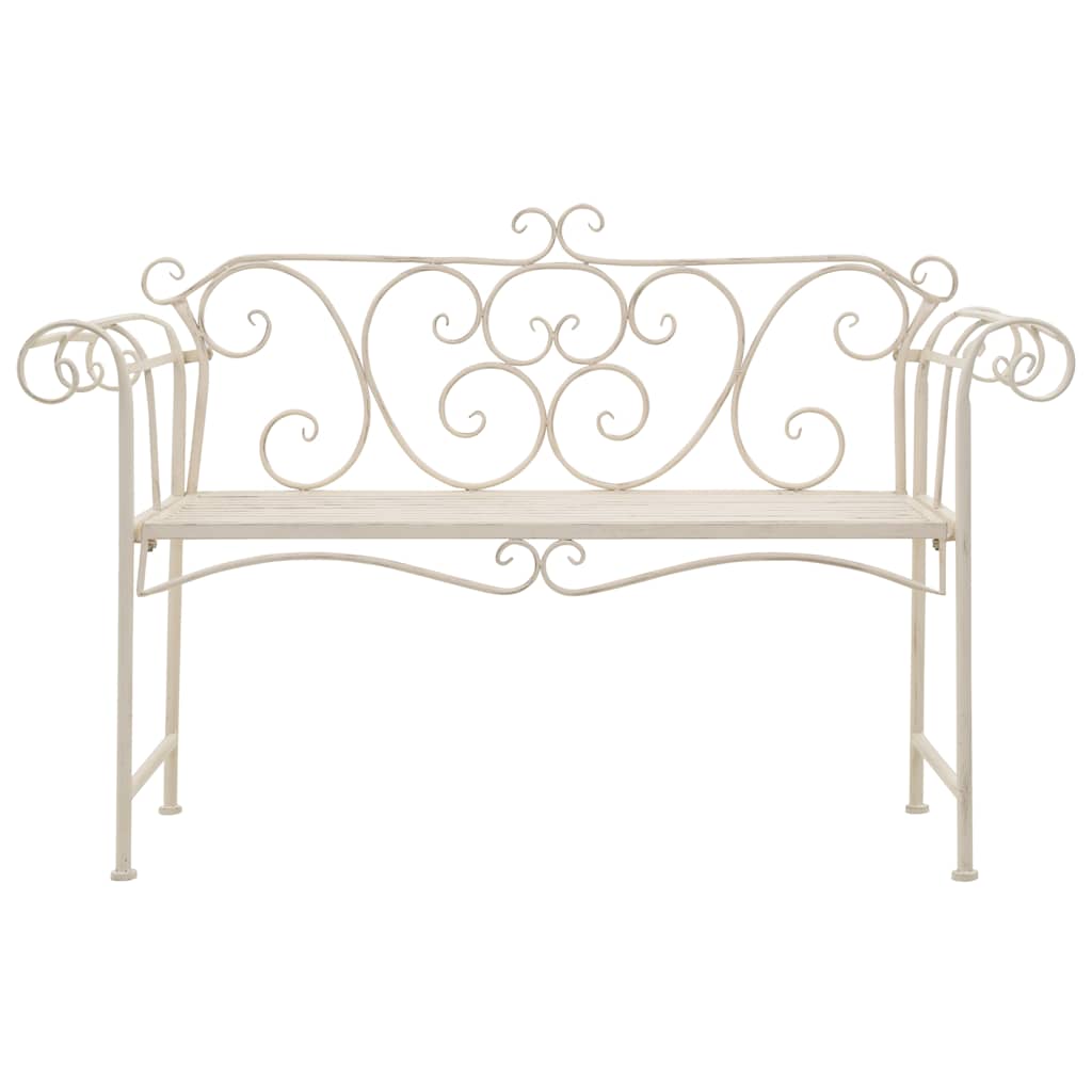 vidaXL Garden Bench 132 cm Metal Antique White 2