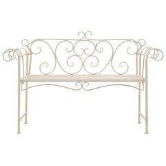 vidaXL Garden Bench 132 cm Metal Antique White 2