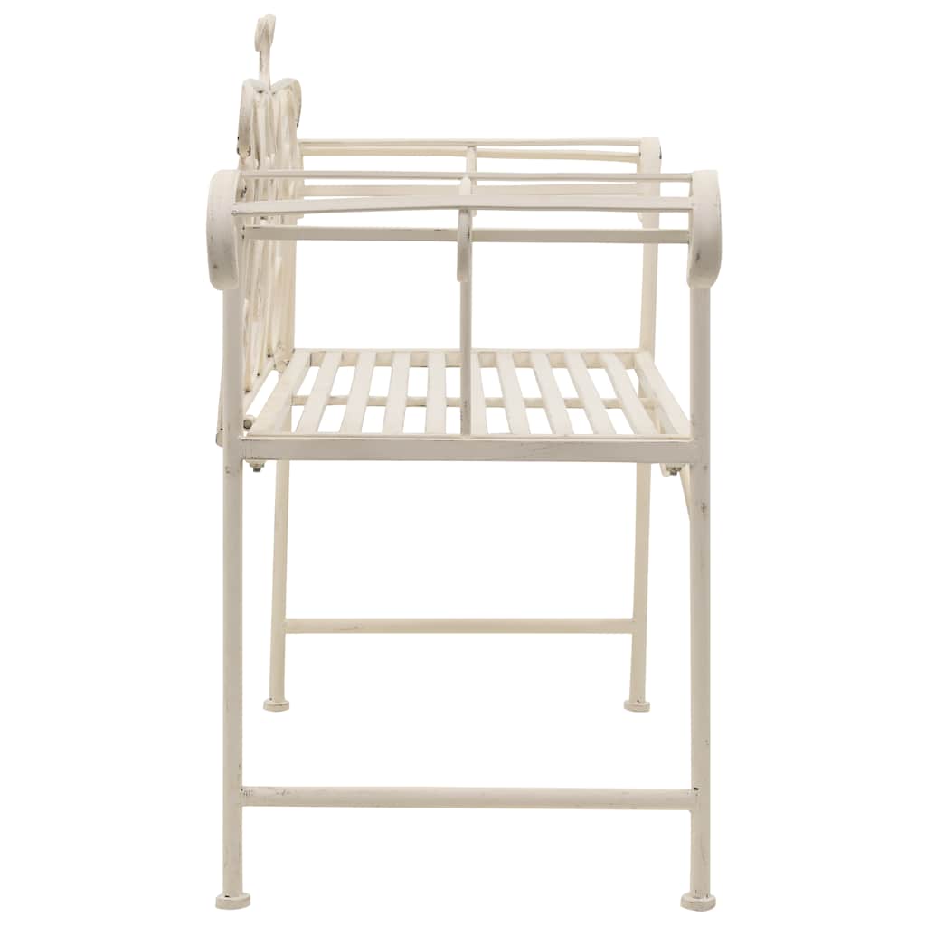 vidaXL Garden Bench 132 cm Metal Antique White 3
