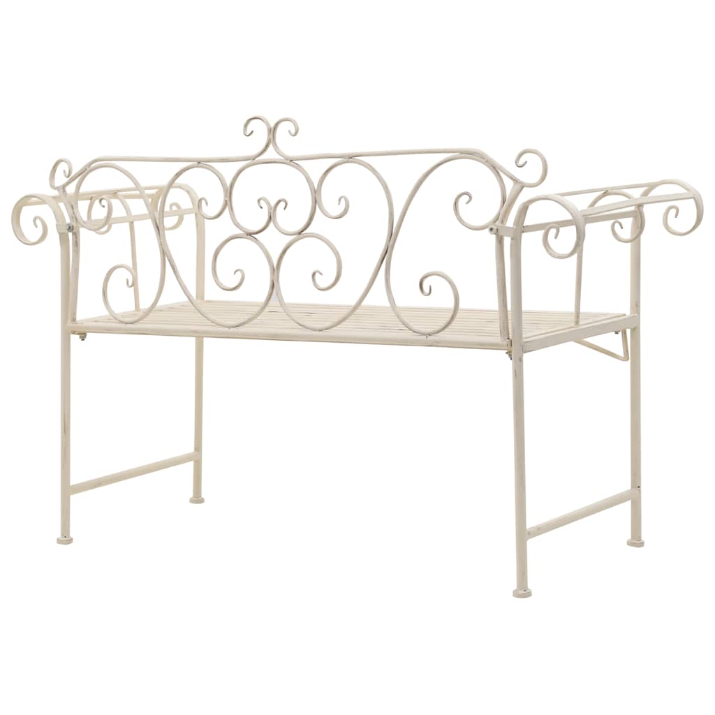 vidaXL Garden Bench 132 cm Metal Antique White 4