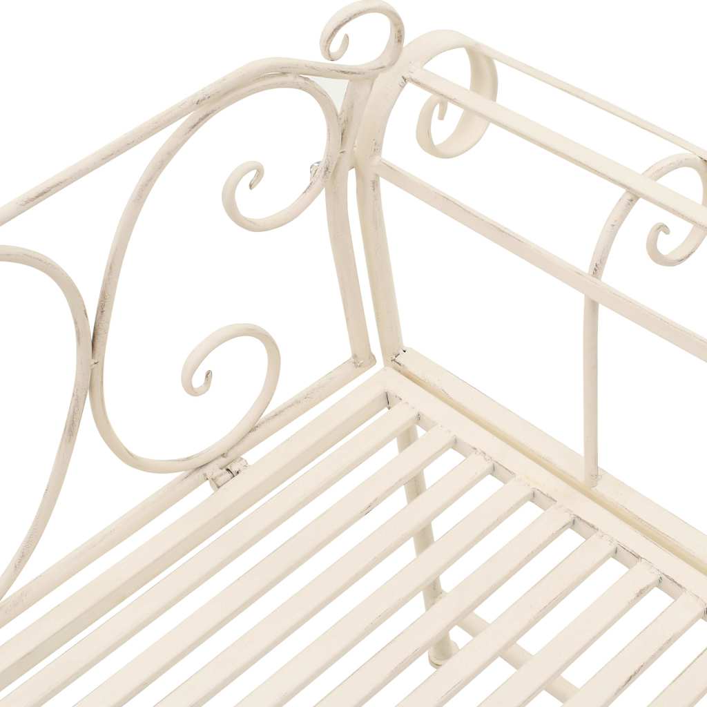 vidaXL Garden Bench 132 cm Metal Antique White 5