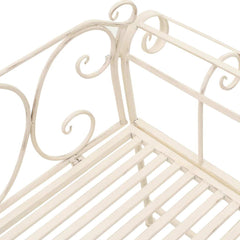 vidaXL Garden Bench 132 cm Metal Antique White 5