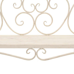 vidaXL Garden Bench 132 cm Metal Antique White 6