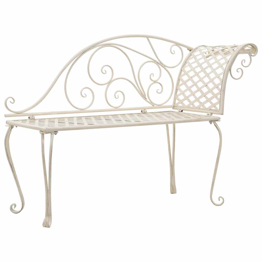 vidaXL Garden Chaise Lounge 128 cm Metal Antique White 1