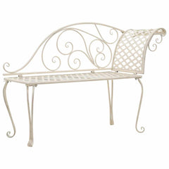vidaXL Garden Chaise Lounge 128 cm Metal Antique White 1
