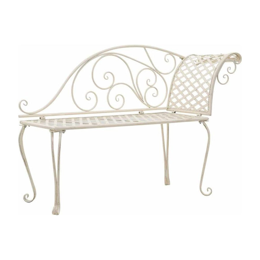 Garden Chaise Lounge 128 cm Metal Antique White